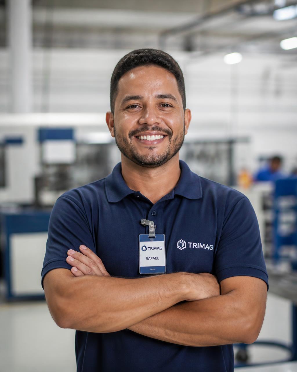 Trabalhador CLT sorrindo no ambiente de trabalho